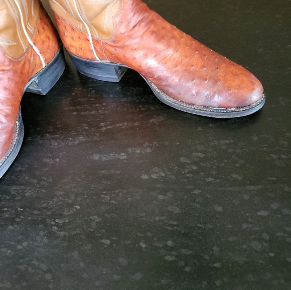 ML Leddy vintage 1980's handmade ostrich full quill 9M cowboy boots - Picture 8 of 9